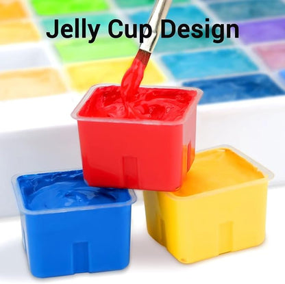 HIMI Gouache Paint Set, 56 Colors x 30 ml Jelly Cup Design in a Carrying Case - Image 3