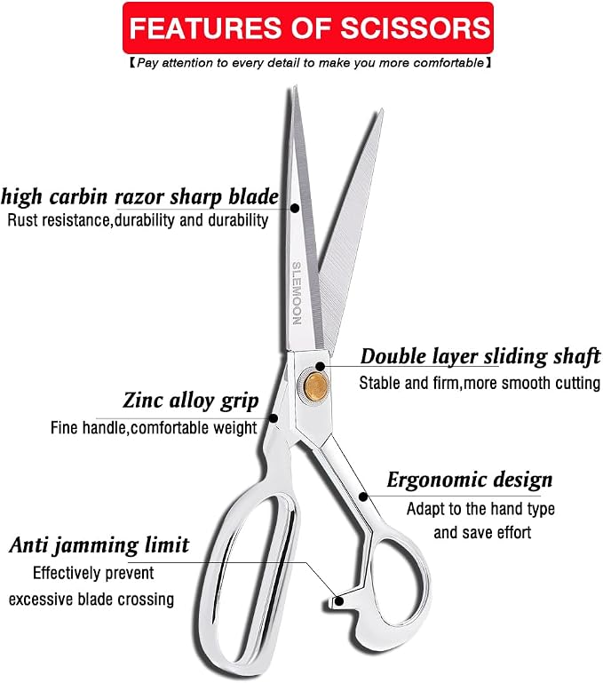 10" Sewing Scissors, Heavy Duty Tailor Scissors Shears - Image 7