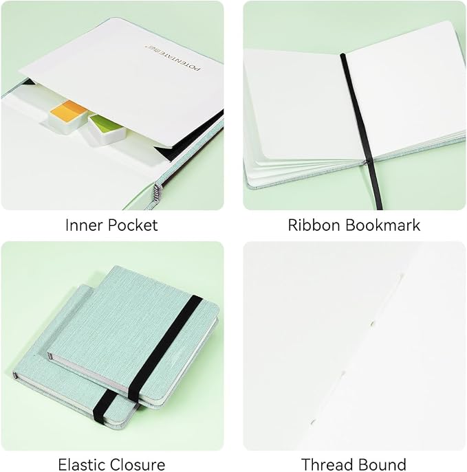 Lightwish Square Watercolor Journal, 100% Cotton, 300gsm/140lb, 24 Sheets Hot - Image 4