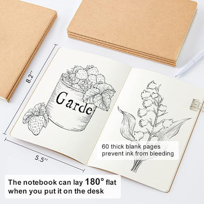 feela 30 Pack Blank Kraft Notebooks, Unlined Sketchbook Note Pad Travel Journal - Image 2