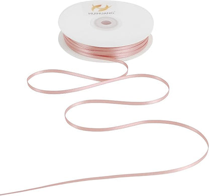 HUIHUANG Rose Gold Ribbon 1/8 inch Solid Color Thin Satin Ribbon 100 Yards by HUIHUANG