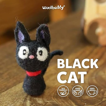 Woolbuddy Needle Felting Kit for Beginners & Adults – DIY Black Cat Animal - Image 2
