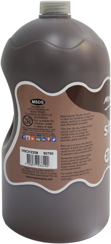 Mont Marte Discovery School Acrylic, Burnt Umber, 1/2 Gallon. Ideal - Image 2