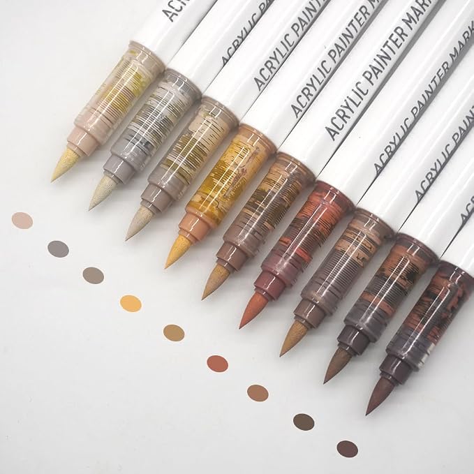 Water Based Acrylic Paint Markers, 9 Colors Acrylic Paint Pens Set by Yolaka