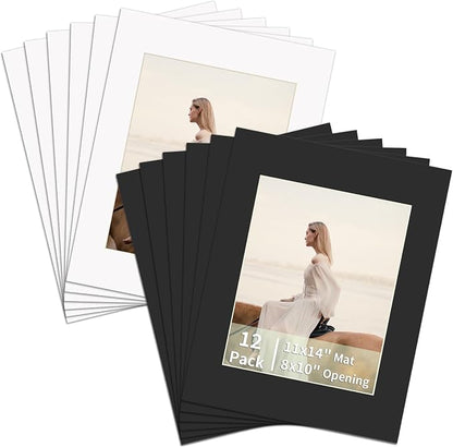 ZBEIVAN 12 Packs White and Black Colors 11x14 Picture Frame Mats by ZBEIVAN