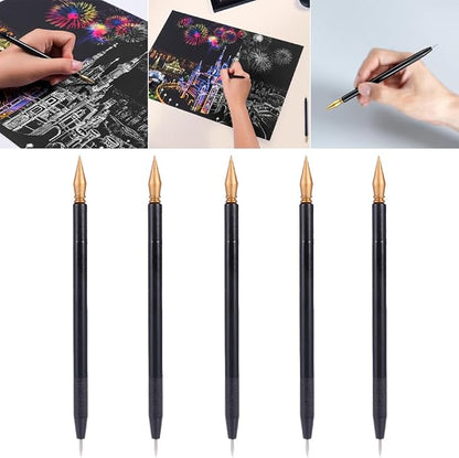 EXCEART Scratch Brush 10 Pcs Set Black Plastic Scratch Painting Pens - Image 4