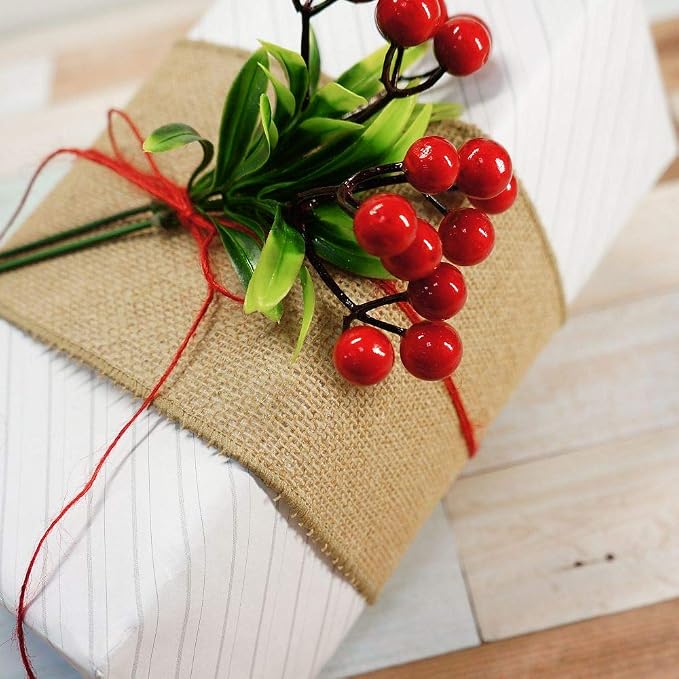 CT CRAFT LLC Burlap Fabric Wired Ribbon 4" x 20 Yards Natural Color - Image 4