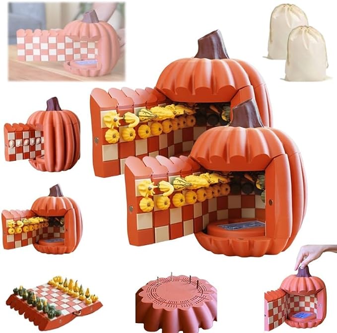 Forgecore Gourd Games, Pumpkin Game Set: Magnetic Chess Checkers, Dice Tower by Hvcemi
