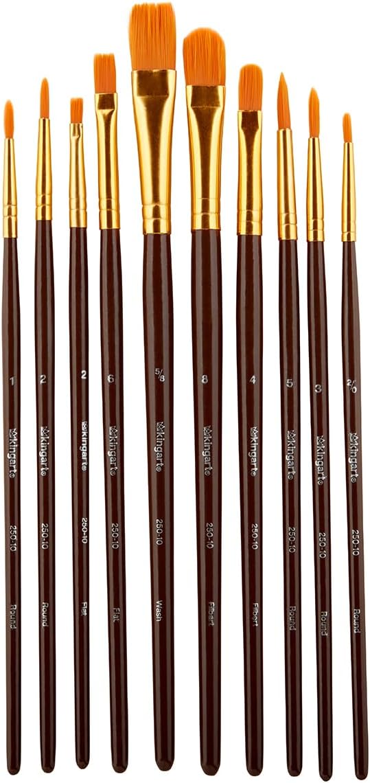 KINGART 10-Piece Paint Brushes, Acrylic Painting Brush Set, Watercolor Brushes - Image 6