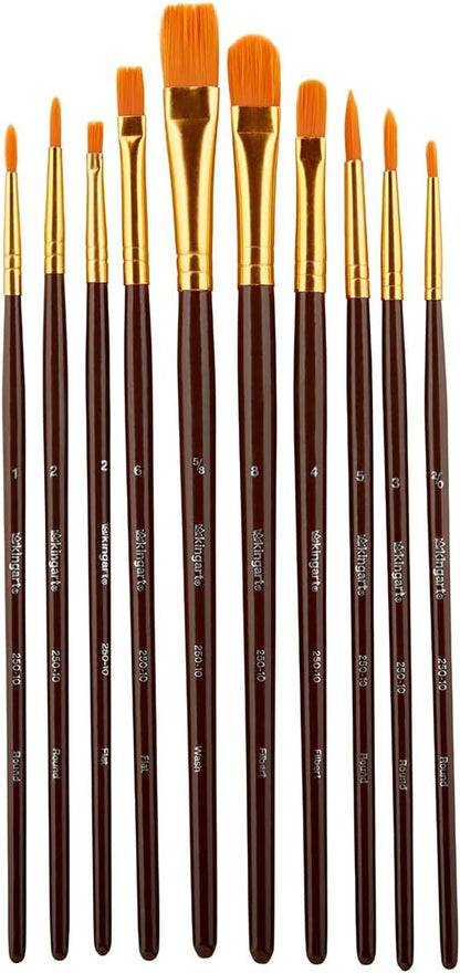 KINGART 10-Piece Paint Brushes, Acrylic Painting Brush Set, Watercolor Brushes - Image 6