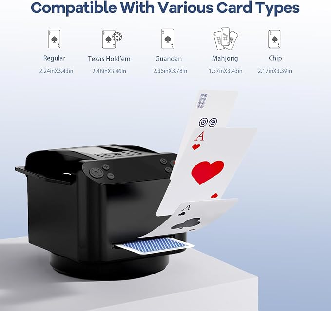 Automatic Card Shuffler and Dealer 2-in-1, 360°/180°Rotating Dealer - Image 2
