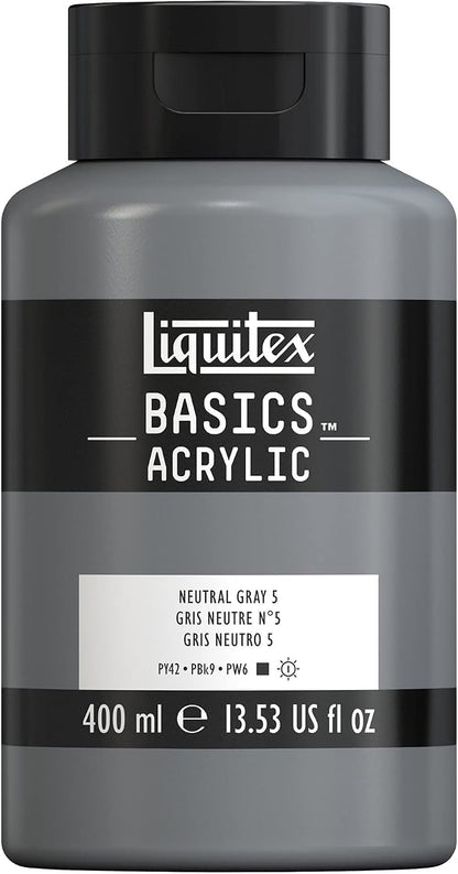 Liquitex BASICS Acrylic Paint, 400ml Bottle, Neutral Gray Value 5 by Liquitex