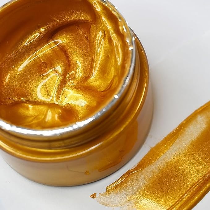 Shimmer Metallic Acrylic Paint Metallic Chalk Paste 1.7oz/50ml Deep Gold by JAJADO