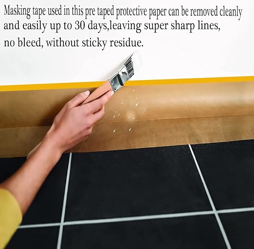 Pre-Taped Masking Paper for Painting, 20 Inch x 50 Feet Tape and Drape Painters - Image 8