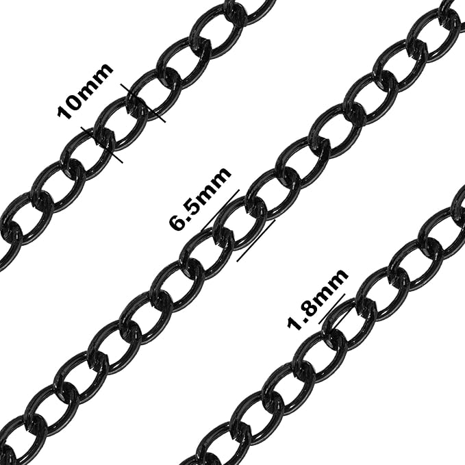 Jishi 16ft Aluminium Curb Chain Roll, Thick Twisted Chain Links, Jewelry Making - Image 2