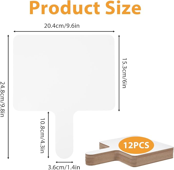 12 Pcs Dry Erase Answer Paddles, Auction Paddles Bulk, 9.8 x 8 Inches White - Image 2