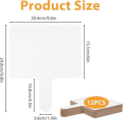 12 Pcs Dry Erase Answer Paddles, Auction Paddles Bulk, 9.8 x 8 Inches White - Image 2