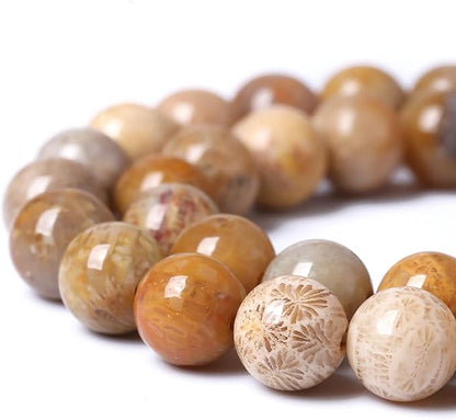 72pcs 10mm Natural Coral Jade Chrysanthemum Stone Beads Round Loose Beads by NaturalStoneBeads