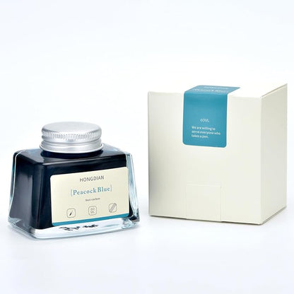 Hongdian Fountain Pen Bottled Ink Peacock Blue Color, 60ml Non Carbon Inkwell - Image 3
