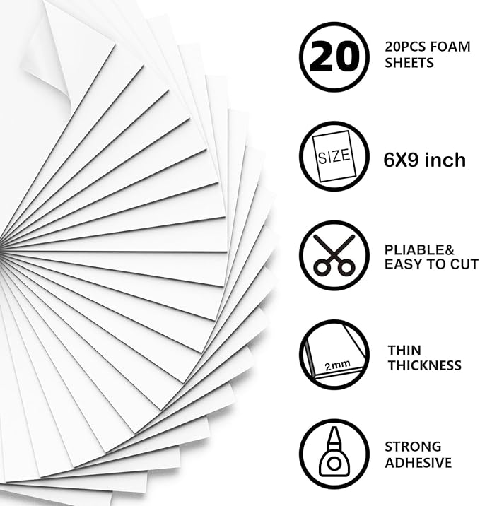 MEARCOOH 20-Pack Self Adhesive Foam Sheets - Image 2