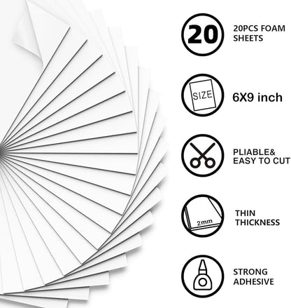 MEARCOOH 20-Pack Self Adhesive Foam Sheets - Image 2