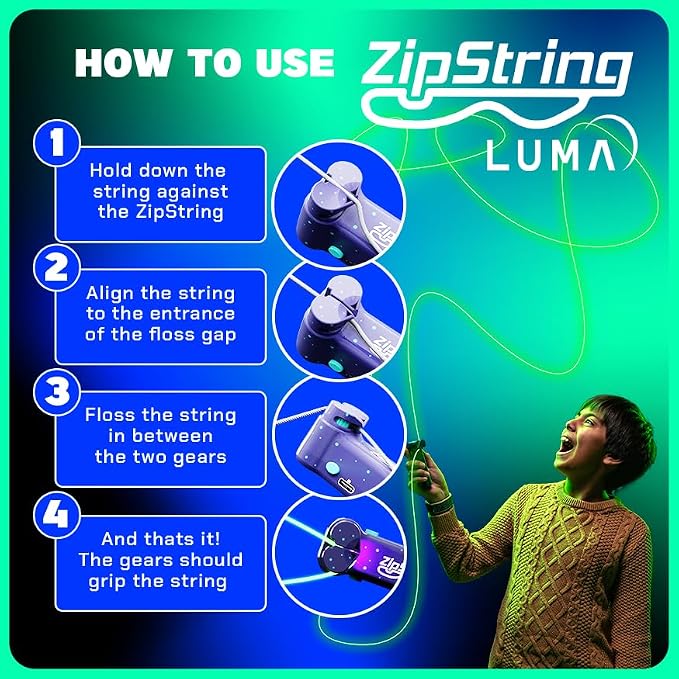 ZipString Luma - The Patented Glow-in-The-Dark Toy That Flies a Loop of String - Image 3