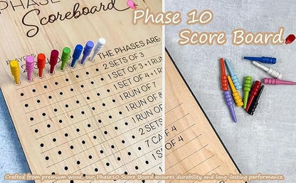 Phase 10 Score Board, 2025 New Wooden Phase 10 Scoreboard and Round Tracker - Image 7