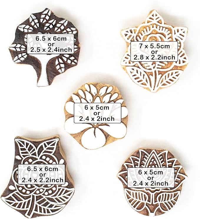 Floral Wood Printing Stamp Block - Image 4