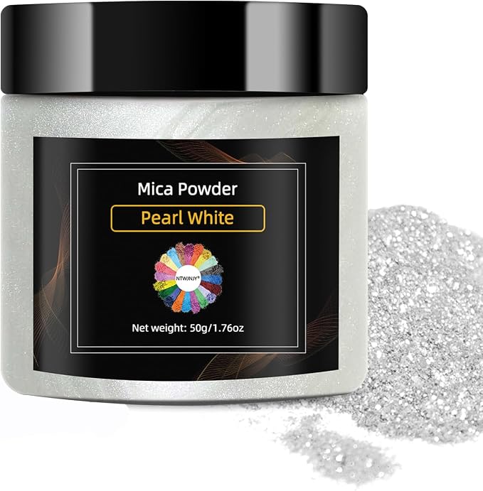 Pearl White Mica Powder, Natural Shimmer Mica Powder by NTWJNJY