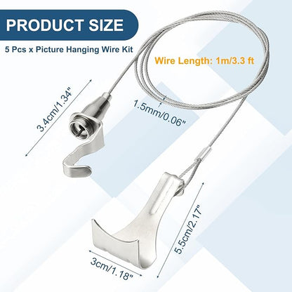 uxcell 5Pcs Picture Hanging Wire Kit, 1 m x 1.5 mm Heavy Duty Picture Hangers - Image 2