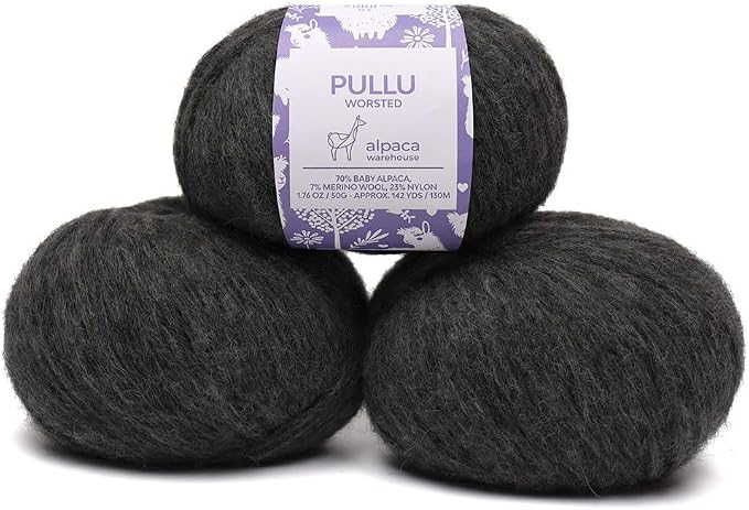 Pullu - Baby Alpaca Merino Wool Yarn Set of 3 Skeins Worsted Weight - Sourced by ALPACAWAREHOUSE