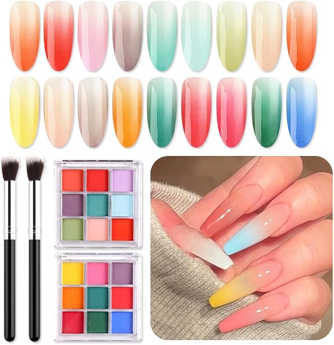 18 Colors Neon Phosphor Solid Pigment Powder Set by SUTOKAKA