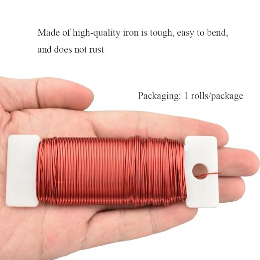 HAHIYO 22Gauge Red Metal Floral Wire - Image 6