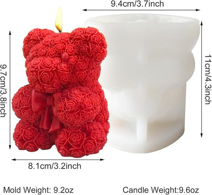 Bowtie Rose Bear Candle Mold 3D Teddy Bear Silicone Mold - Image 4
