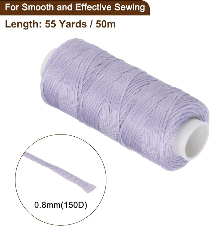 uxcell Leather Sewing Waxed Thread, 55 Yards / 50m 0.8mm 150D Flat Polyester - Image 2