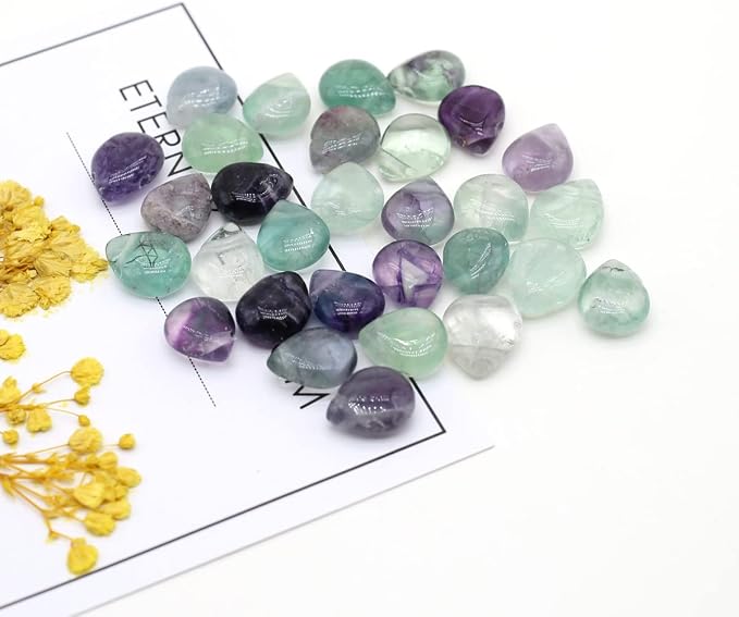 LE SKY 50 Pcs Natural Stone Beads Waterdrop Shape Healing Chakra Polished - Image 7