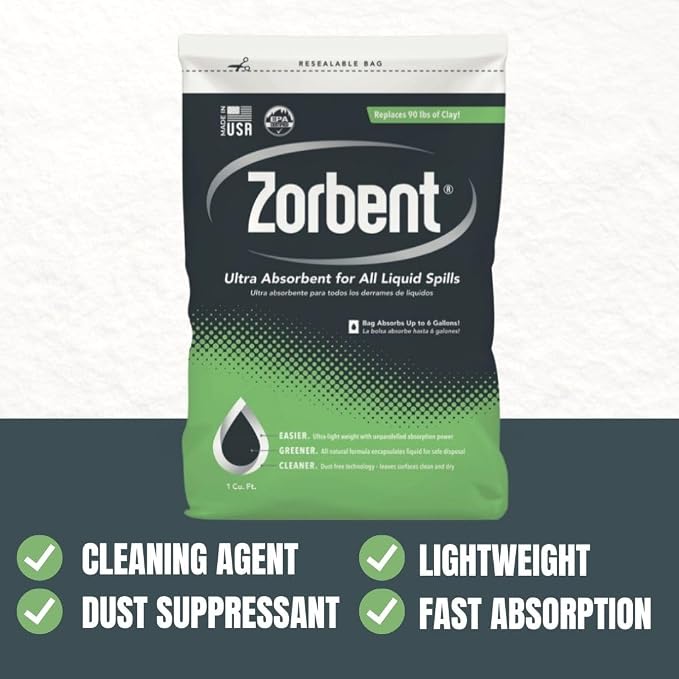 Zorbent Oil Spill Absorbent | 1 Cu Ft Bag Absorbs up to 6 Gallons of Liquid. - Image 3