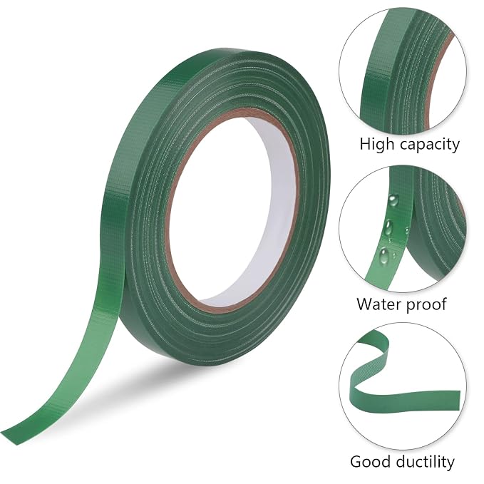 Prudiut 2 Roll Green Floral Tape Waterproof Florist Tape, 1/2" Wide Flower Wrap - Image 2