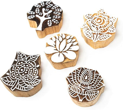 Floral Wood Printing Stamp Block by Hashcart