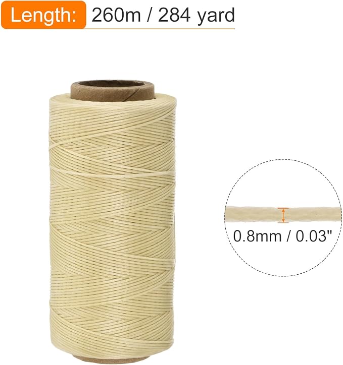 MECCANIXITY Waxed Thread, 284 Yard 0.8mm 150D Flat Wax Thread Polyester Waxed - Image 2