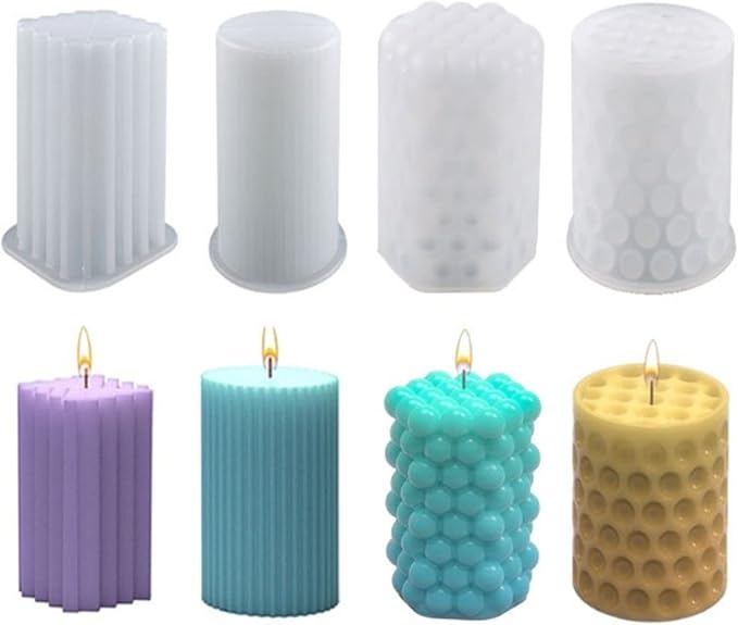 Navani Cylinder Candle Molds, Candle Molds Cylinder Light Resin Mold by Unknown