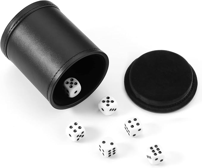 Felt Lined Dice Cup PU Leather Set, Quiet Shaker - Image 8