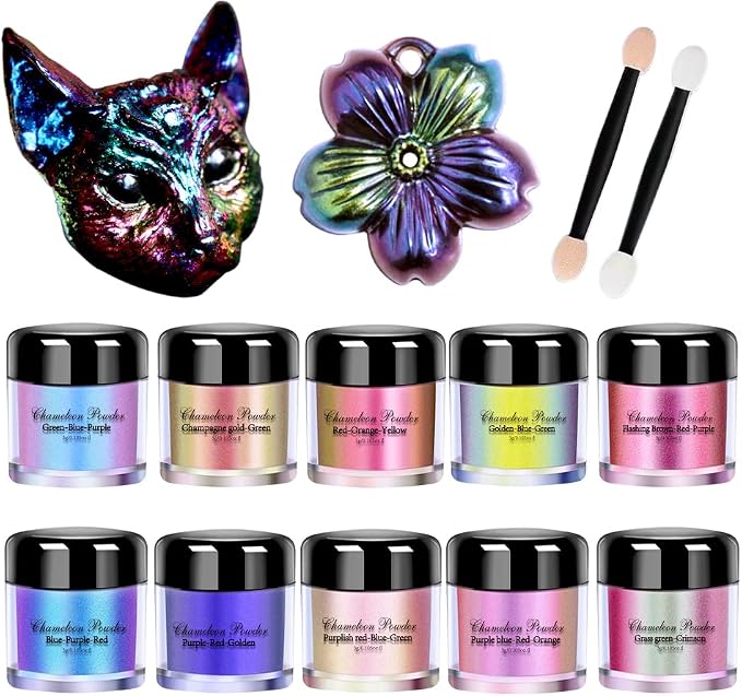 10 Colors Chameleon Mica Powder Color Shift Pigment Powder by OSBANG