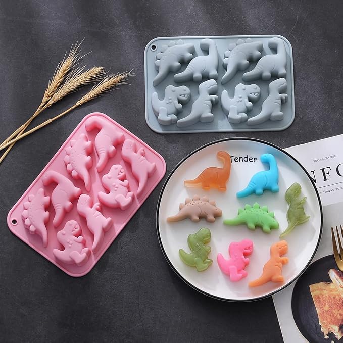 2 Pack Cute Dinosaur Silicone Molds 3D Dinosaur Themed Baking Mould Tray DIY - Image 6
