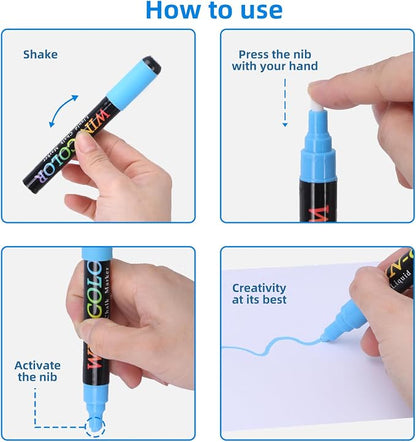 Liquid Chalk Markers Erasable, 8 Colours Window Markers, 6mm Reversible Tip - Image 3