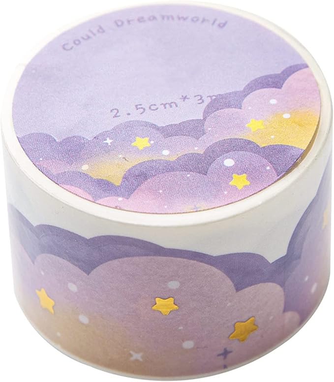8 Rolls Washi Tape Set, Dream Clouds Gold Foil Decorative Tape, Decorative - Image 5