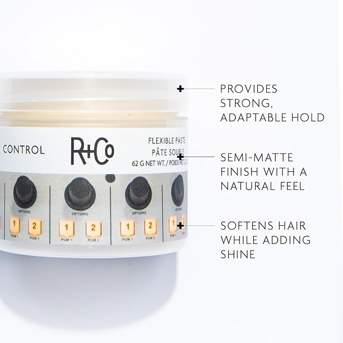 R+Co Control Flexible Paste | Strong Hold + Natural Finish| Vegan + - Image 2
