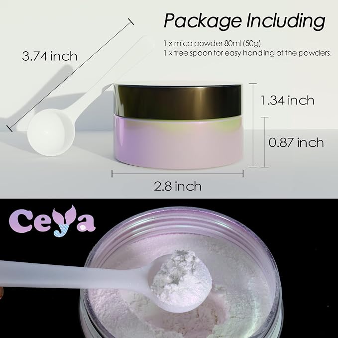 Ceya Interference Mica Powder, 1.8oz/ 50g Ghost Dreamland Chrome Nail Powder - Image 4