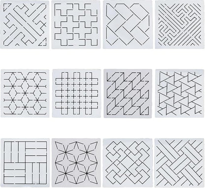 FREEBLOSS Sashiko Embroidery Stencils Sashiko Stencil Geometric Embroidery by FreeandCreativeCraftsArt