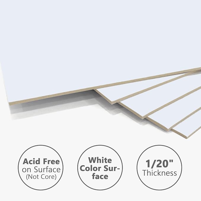 Somime 10 Pack Backing Boards, 8.5x11 Uncut White Mats Matboards, Acid-Free - Image 4